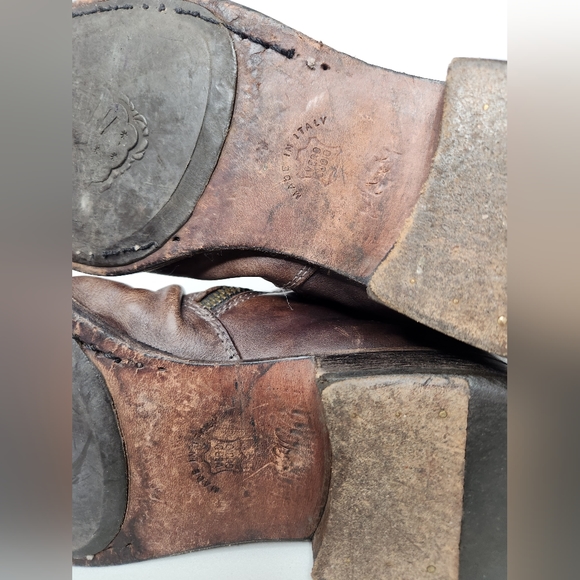 FIORENTINI+BAKER Brown Leather Tall Boots Zip Up Back and Zip Side sz 8 -7.5 8.5 - Picture 11 of 14